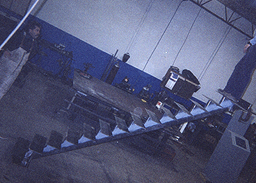 a flight of metal stairs