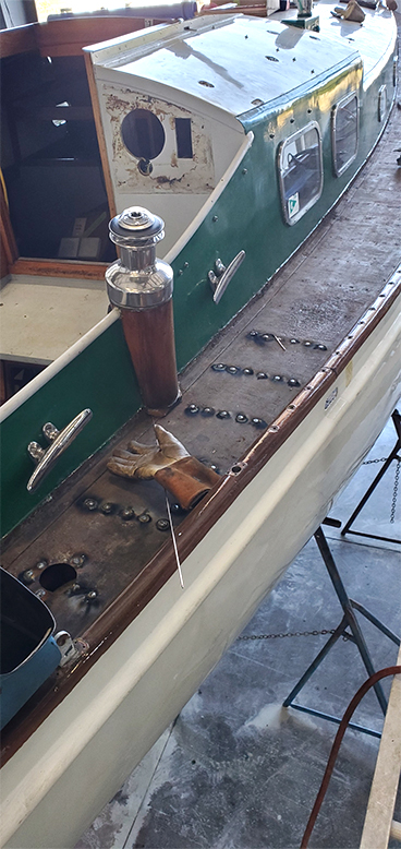 close up of a boat with holes filled in