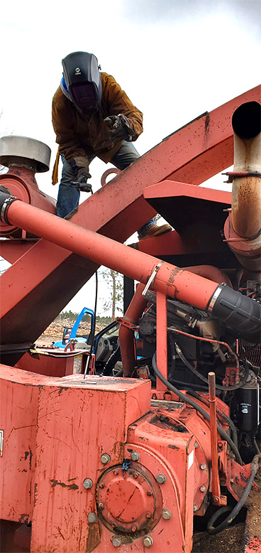 Chuck examining a chipper shooter